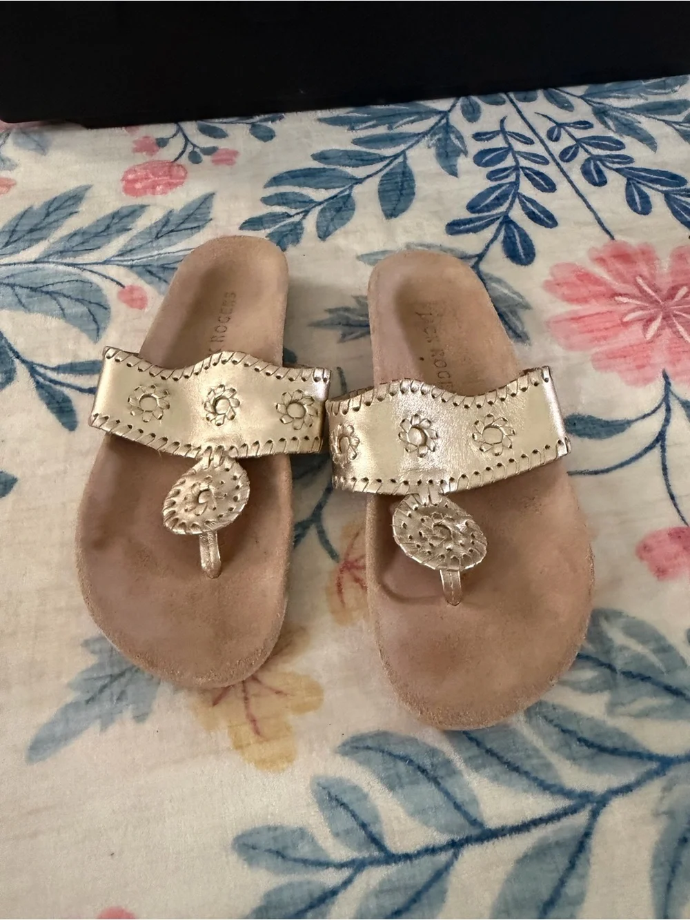 Jack Rogers Metallic Gold Toe-Post Sandals